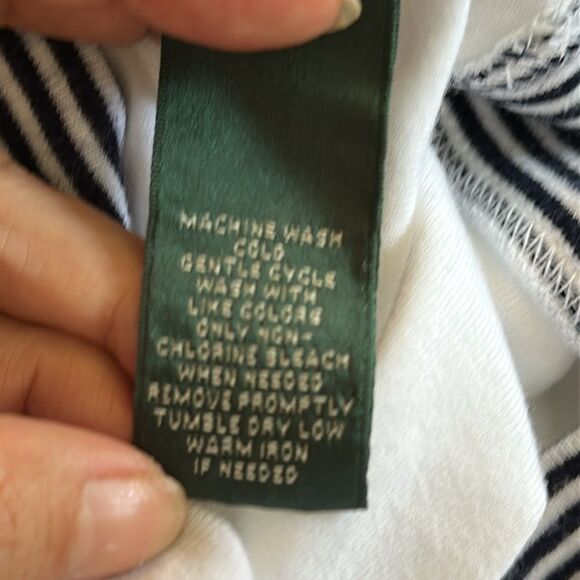 Ralph Lauren Nautical Look White & Dark Navy Cotton Knit Top -3/4 Sleeve Blouse - Picture 8 of 8